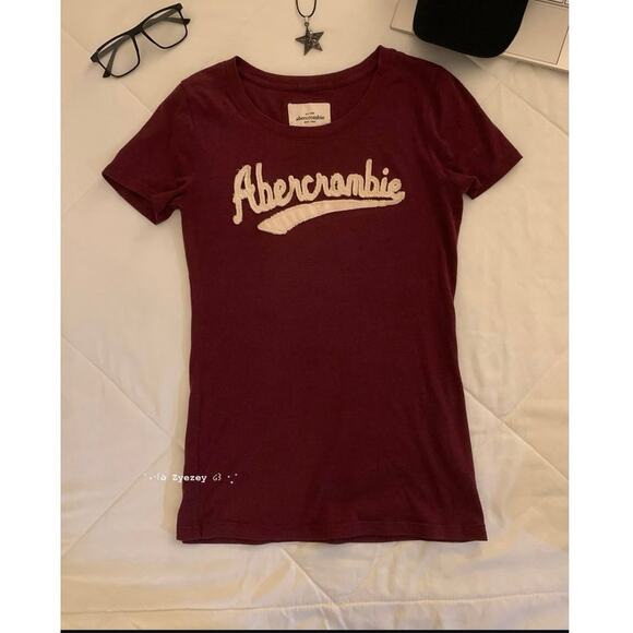 Y2k vintage Abercrombie and fitch maroon top sz small - Picture 2 of 6